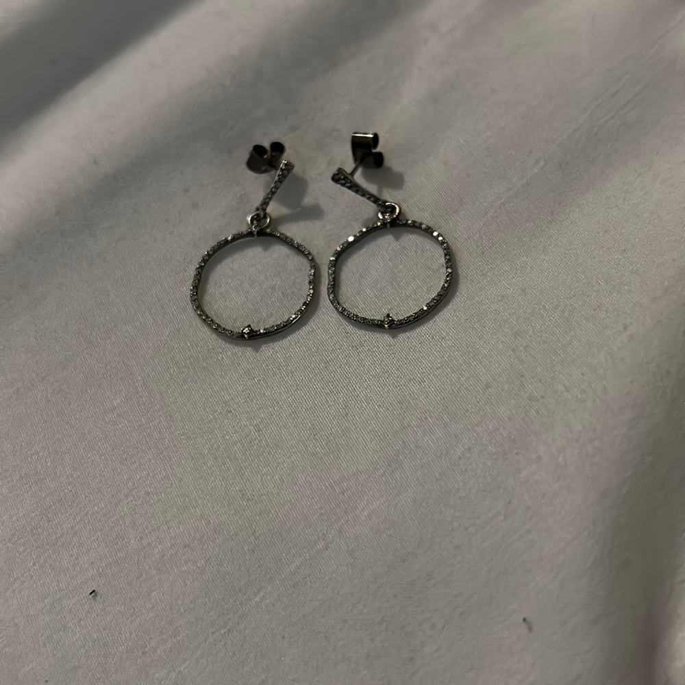 ARMENTA New World  Champagne Diamond Circle  Drop Earrings